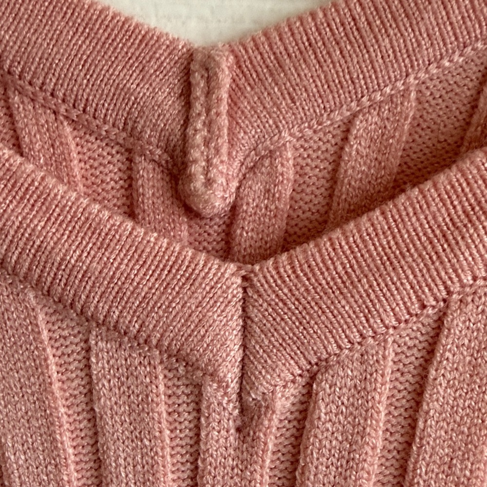 Pink Ribbed V-Neck Sweater - Picture 3 of 3